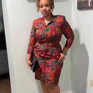 80’s Vintage Anthony Mark Hankins multi colored abstract office/happyhour dress.